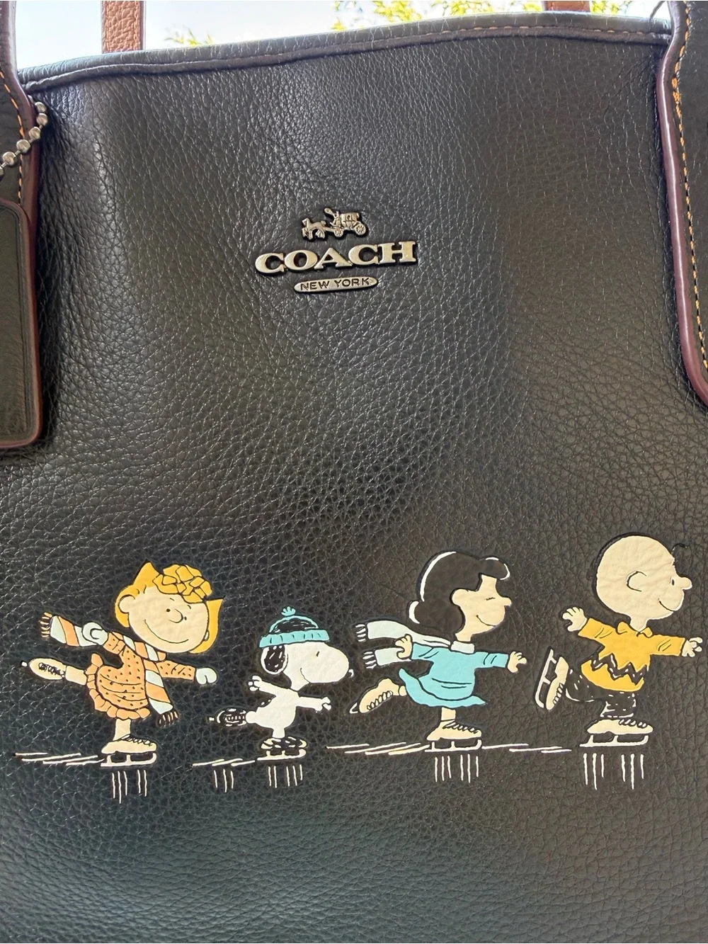 Coach Black Peanuts Character Leather Tote